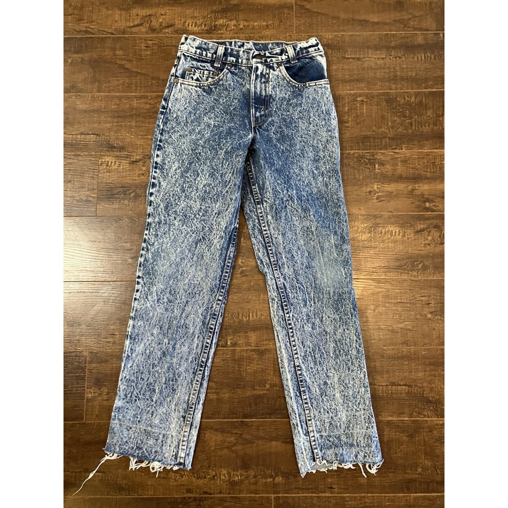 Vintage Levi's 511 Acid Wash Jeans Tag W28 L32 Made USA Student Raw Hem Y2K